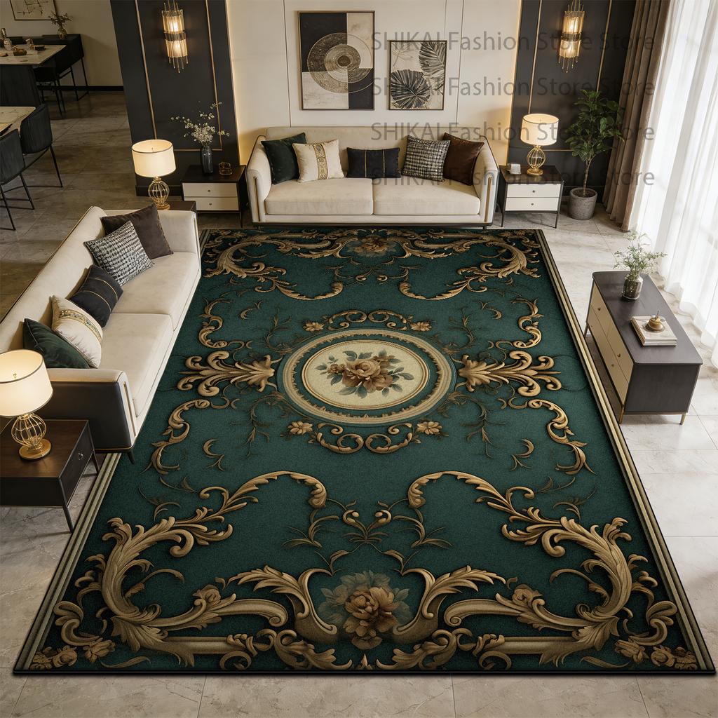 Green European Decoration Luxury Fluffy Carpet Easy Clean Soft Rugs for Living Room Large Area Antiskid Short Velvet Floor Mats
