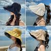 Summer Hollowed-out Wide-brimmed Sunscreen and Sunshade Hat, UV-protective Bucket Hat, Women's Outdoor Beach Sunscreen Hat