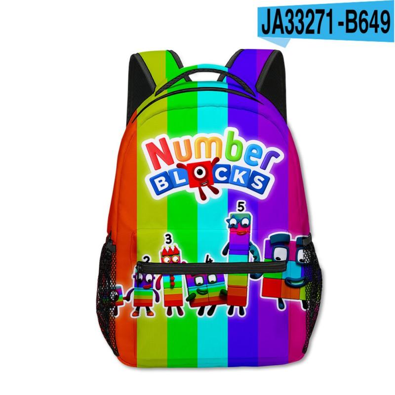 Numberblocks Kids School Backpack Boys Girls - Oxford Fabric Breathable Padded Straps Lightweight Durable