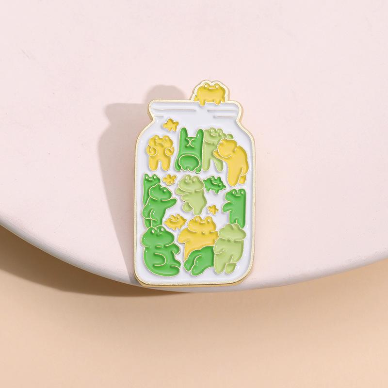 Jar Frog Fun Brooch Adorable Candy Cup Design Distinctive Metal Pin Accessory Everyone For