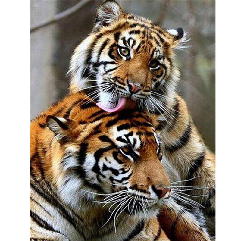 Animal DIY 5D Diamond Painting Cross Stitch Tiger Diamond Embroidery Full Round Resin Mosaic Rhinestones Handmade Holiday Gift