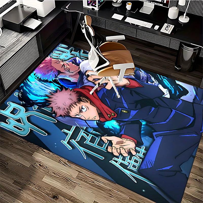 1pc Anime Cartoon Design Jujutsu Kaisen Satoru Gojo Chair Mat Non-Slip Carpet for Office Home Decoration Living Room Bedroom Game Room Birthday Gift A