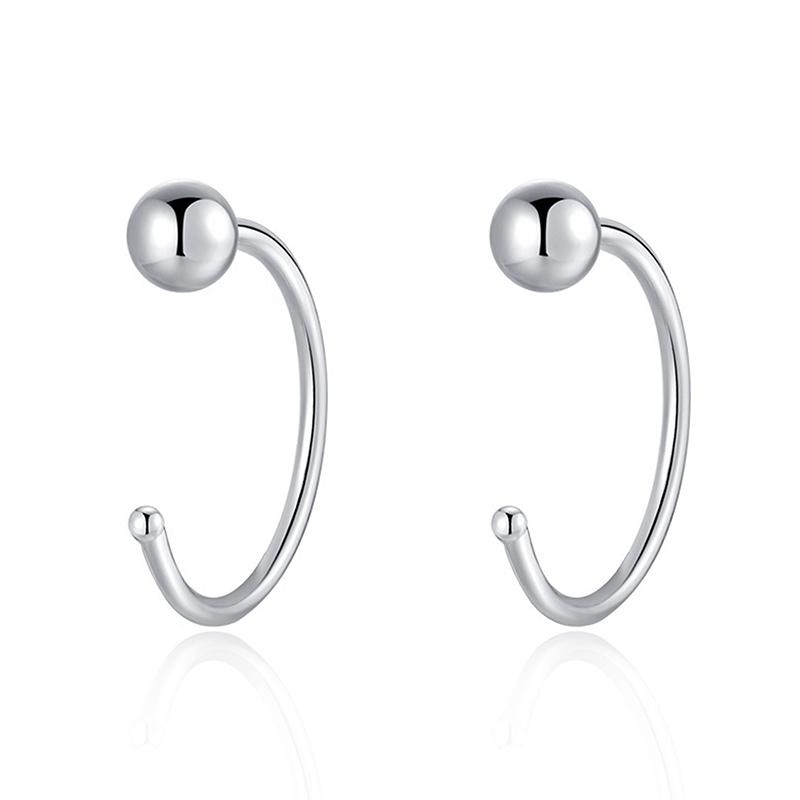 1Pair Butterfly Heart Star Round Shape Ear Clip Silver Color Hoop Earrings For Women Girls Opening Hoops Earring Jewelry