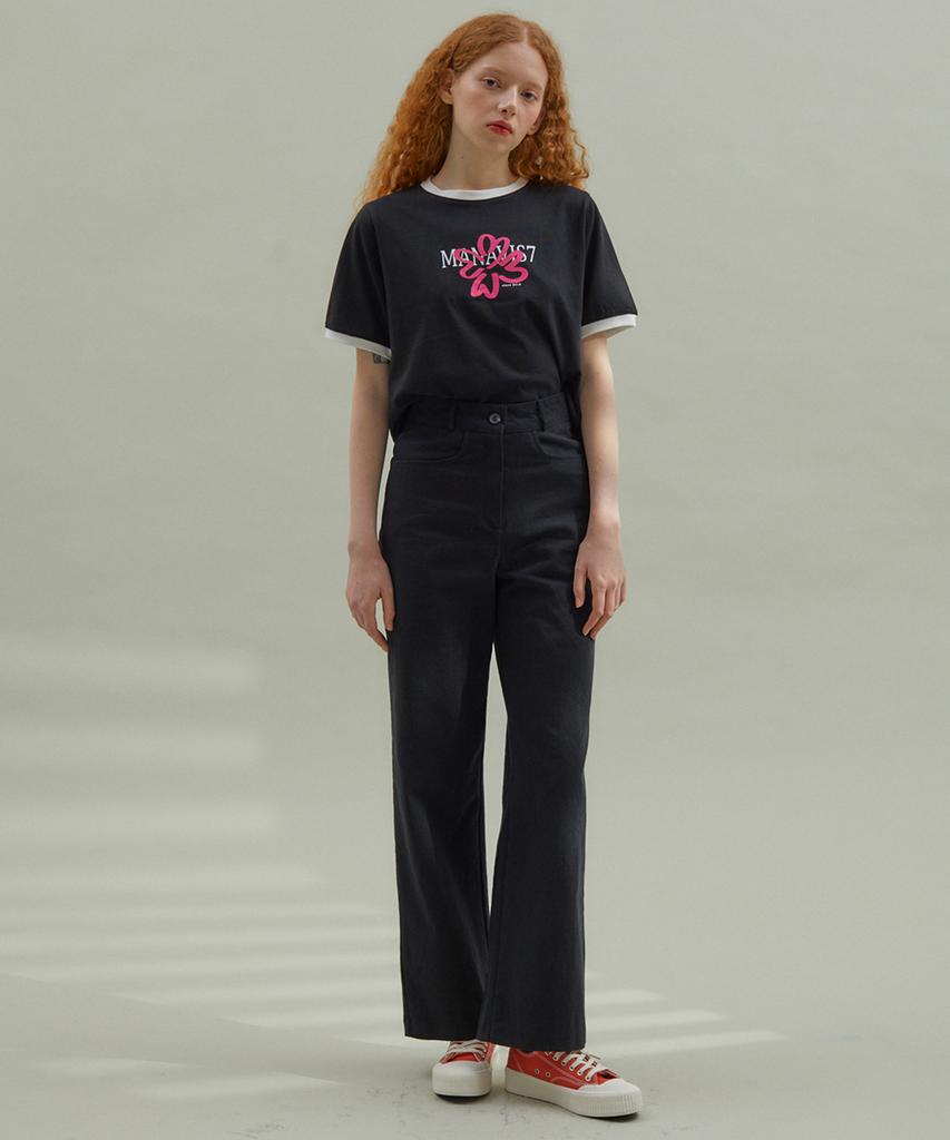 MANAVIS7 Washed Cotton Pants Black