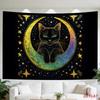 Mysterious Gradient Star Moon Black Cat Tapestry Black Gold Color Starry Sky Cat Printing Hanging Cloth Room Decoration