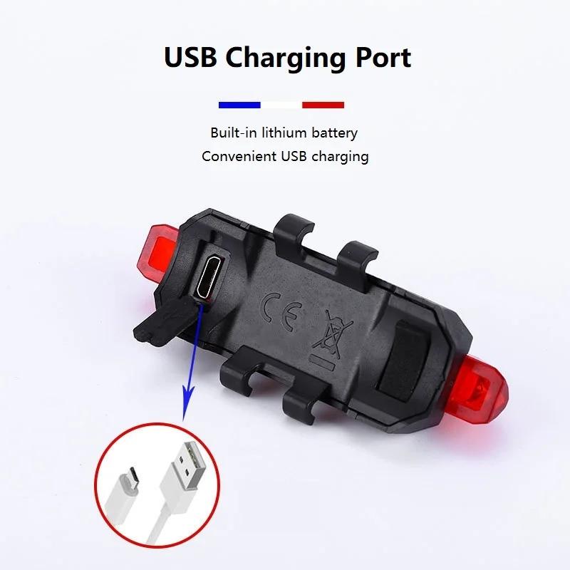 USB Rechargeable Waterproof Mountain Bike Lamp Warning Cycling Taillight Bike LED Headlight Tail Light For Electric Scooter