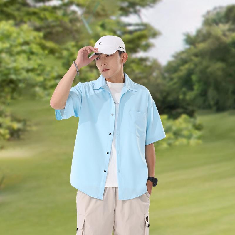 Summer Shirt Men's Thin Loose Casual Short Sleeved Shirt Jacket