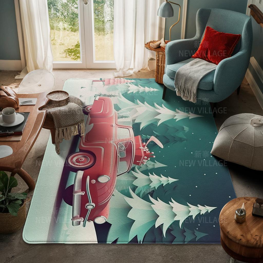 House Entrance Carpet Home Door Mat Living Room Bath Foot Bathroom Non-slip Water Absorption Rugs Bath Merry Christmas Winter