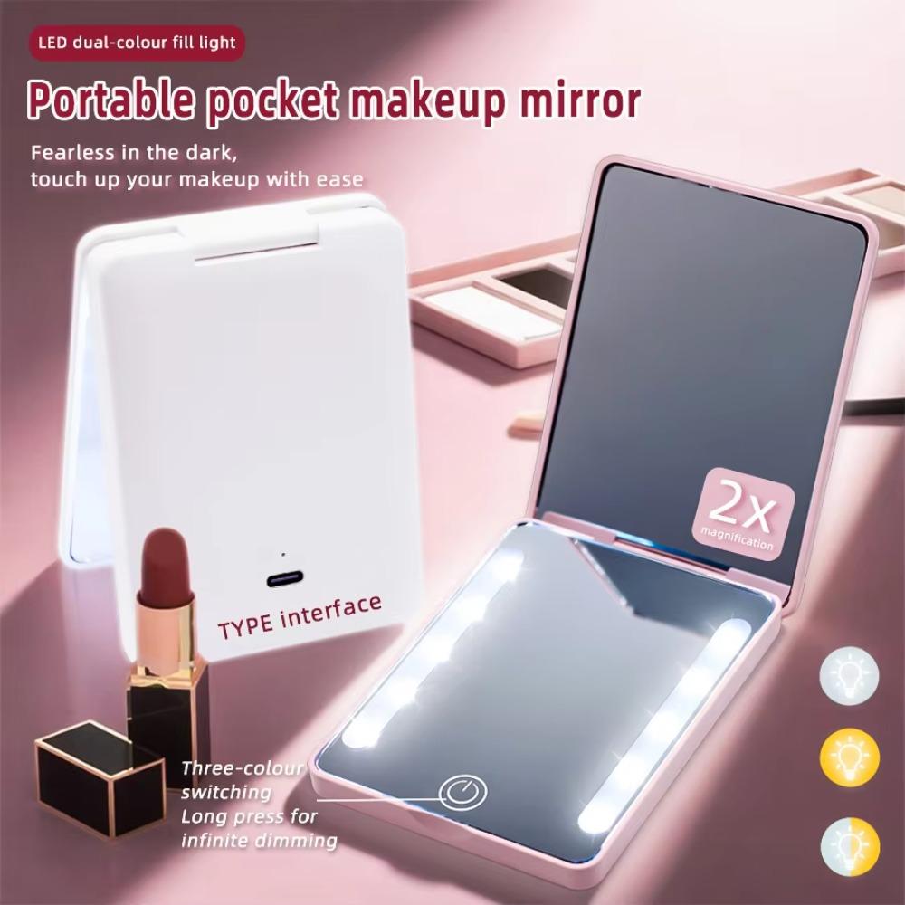 Double-Sided Dimmable LED Makeup Mirror 3 Color Bedroom Dressing Mirror Dormitory