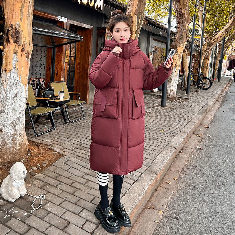 Autumn Winter Thicken Warm Parka Women Casual Solid Color Big Pocket Loose Long Hooded Coat Jackets Outwear