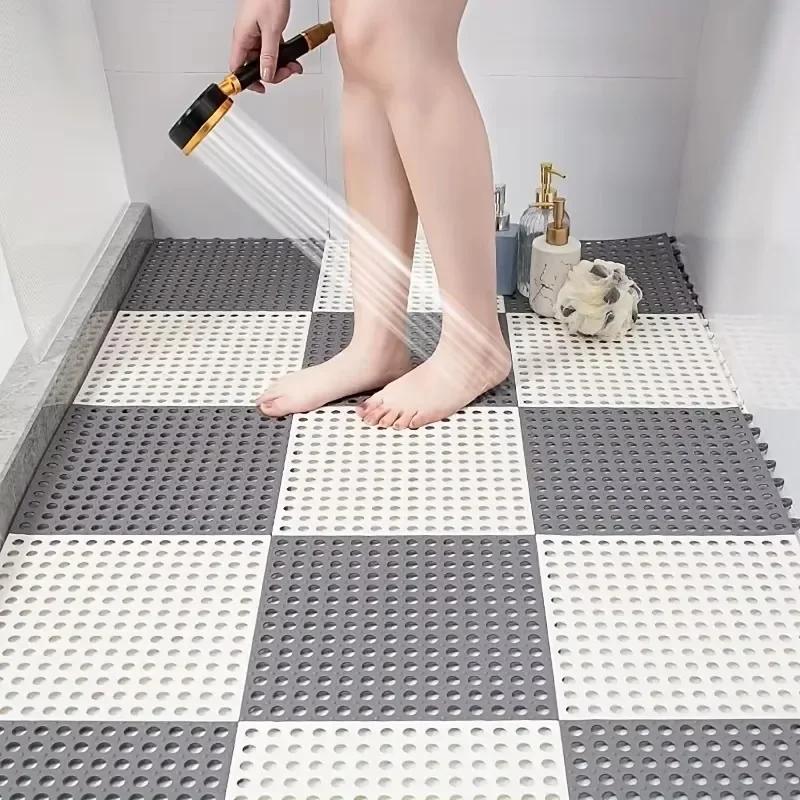 1 Satz/2 Sätze/3 Sätze- Duschraum-Bodenmatte, Badezimmer-Rutschmatte, Hohl-Spleiß-Wasserisolations-Bad-Fußmatte, Geeignet zum Schwimmen
