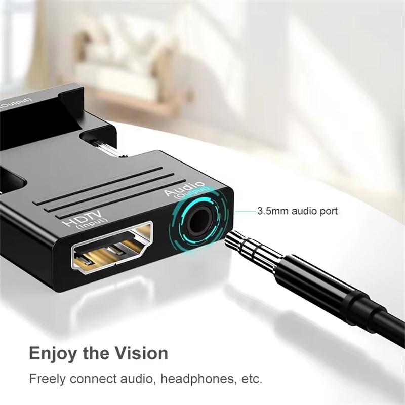 HDMI-compatible To VGA Adapter 1080P HDMI Converter HDMI Female To VGA Male With 3.5mm Audio Cable For Laptops TV Box Projector