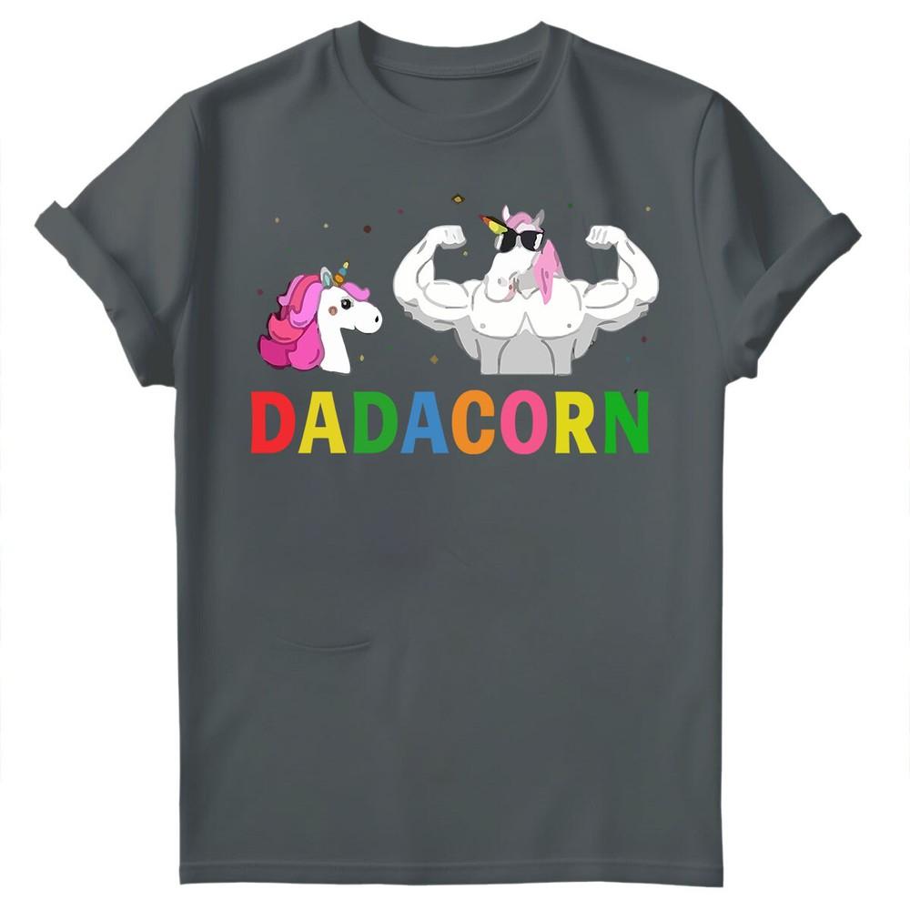 Vatertag Unisex T-Shirt Lustiges Einhorn Dadacorn Daddy Gymer Dad Tee Top FD