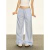 American Retro Thin Blue Plaid Casual Pants Women's Summer New Low-rise Loose Wide-leg Pants