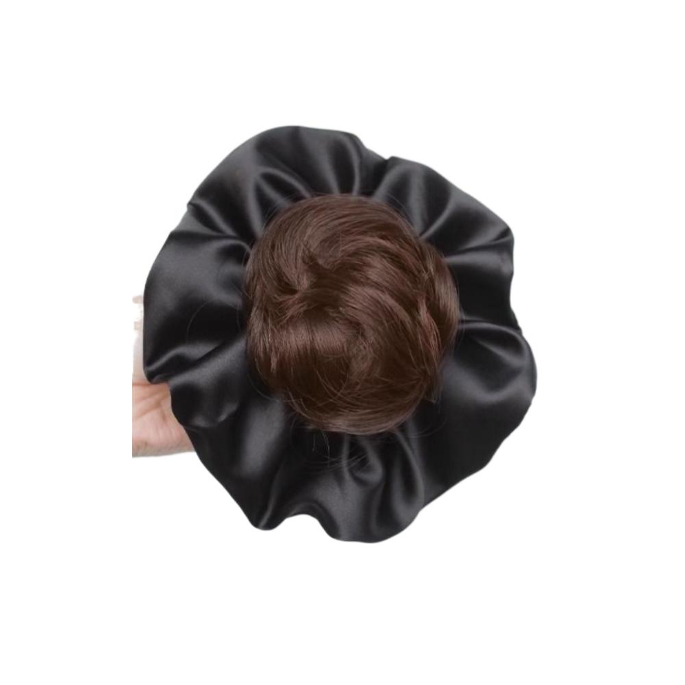 Satin Scrunchie False Hair Pieces Claw Clip Ponytail Chignon Fashion Flower Bun Head Wig  Daily Use