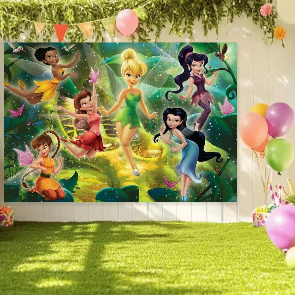 Peter Pan Tinker Bell Birthday Party Decoration Cake Topper Balloon Princess Forest Elf Background Banner Boy Girl Gifts