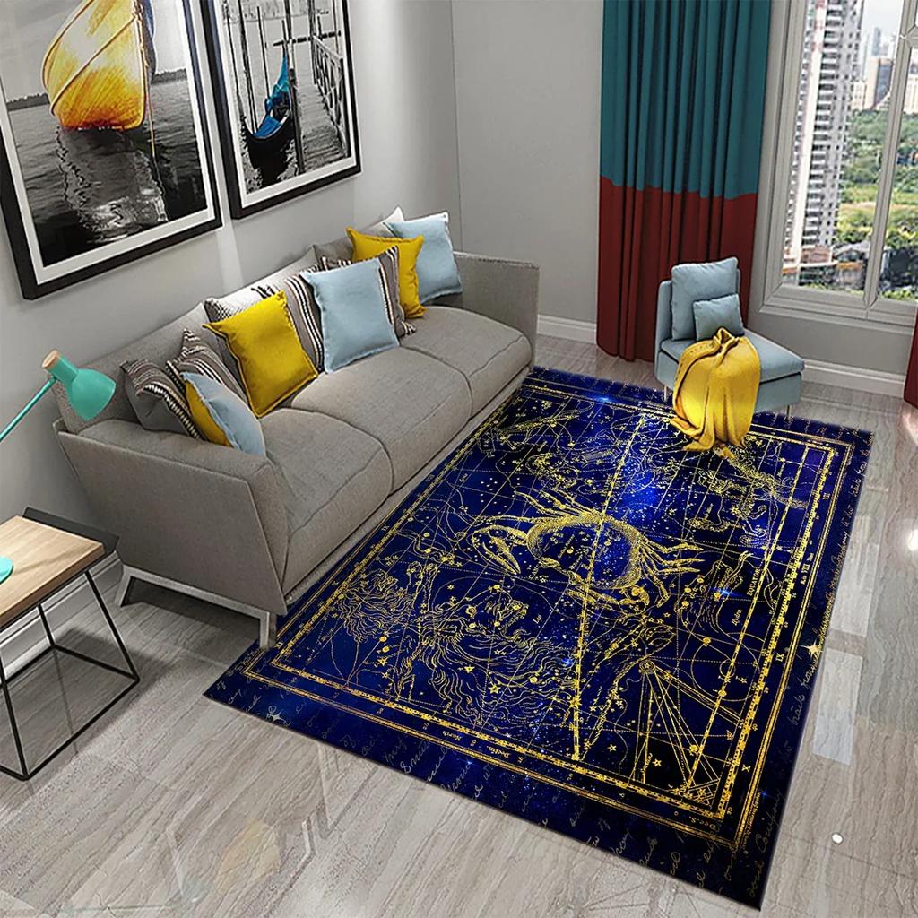 Twelve Constellations Carpet Astrology Rug Mystic Divination Rectangle Area Rugs for Adult Yoga Mats Living Room Decor Door Mat