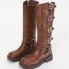 Hot Selling Solid Color New High Quality Style Retro Western Boots Buckle Women's Boots Thick Sole Shoes Zapatos De Mujer