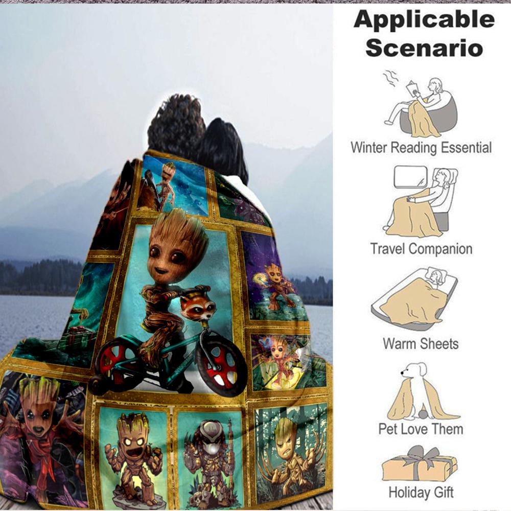 1Pc Groot Friends Adventure Blanket Soft And Comfortable Casual Warm Camping Travel Christmas Halloween Xmas Gift M924198