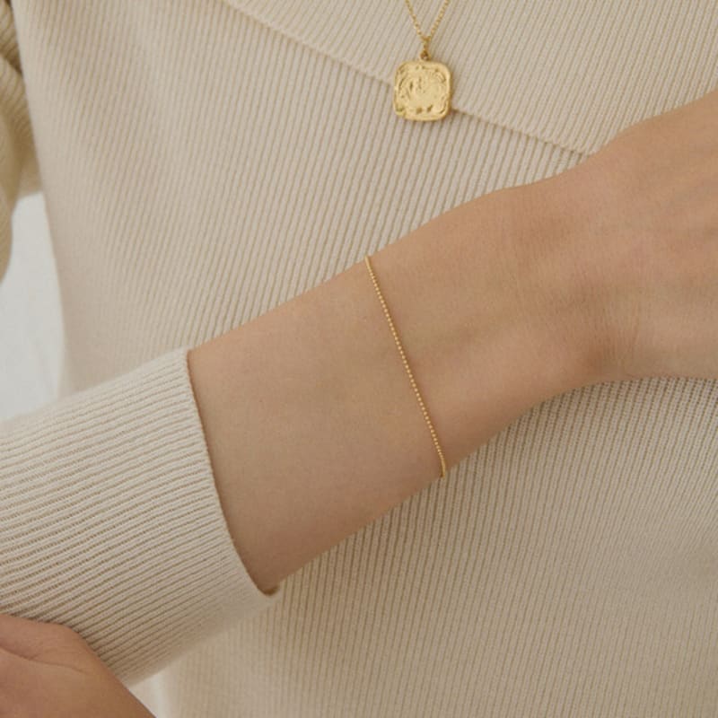 MAYBETOI 14k Basic Ball Chain Bracelet S