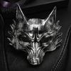 Wolfsmaske für Halloween Schwarz Gold Maske 3D PU-Schaum Mardi Gras Party Kostümzubehör Requisite Leichtes Cosplay Maskenball Kopfschmuck,