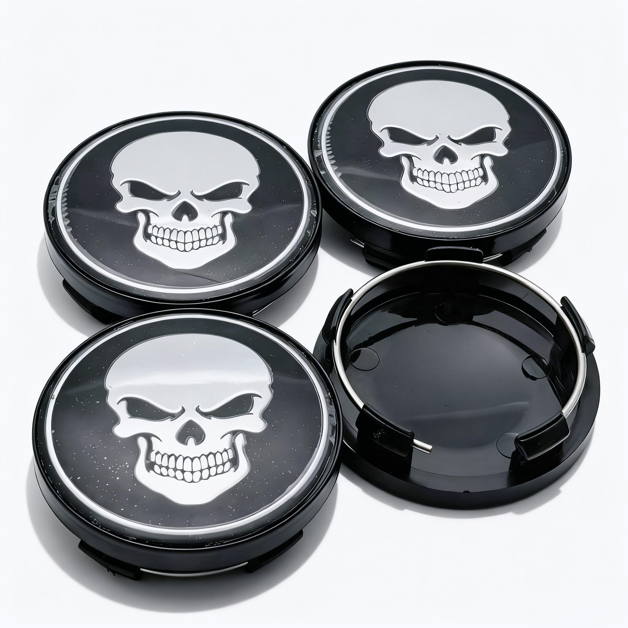 

4pcs Skull Logo Emblem Car Wheel Center Caps 58MM 54MM Wheels Hub Centre Cap Skulls Badge Rim Hubcaps Dust Cover Car Accessories Skull Badge&4pcs T58 Wheel Caps