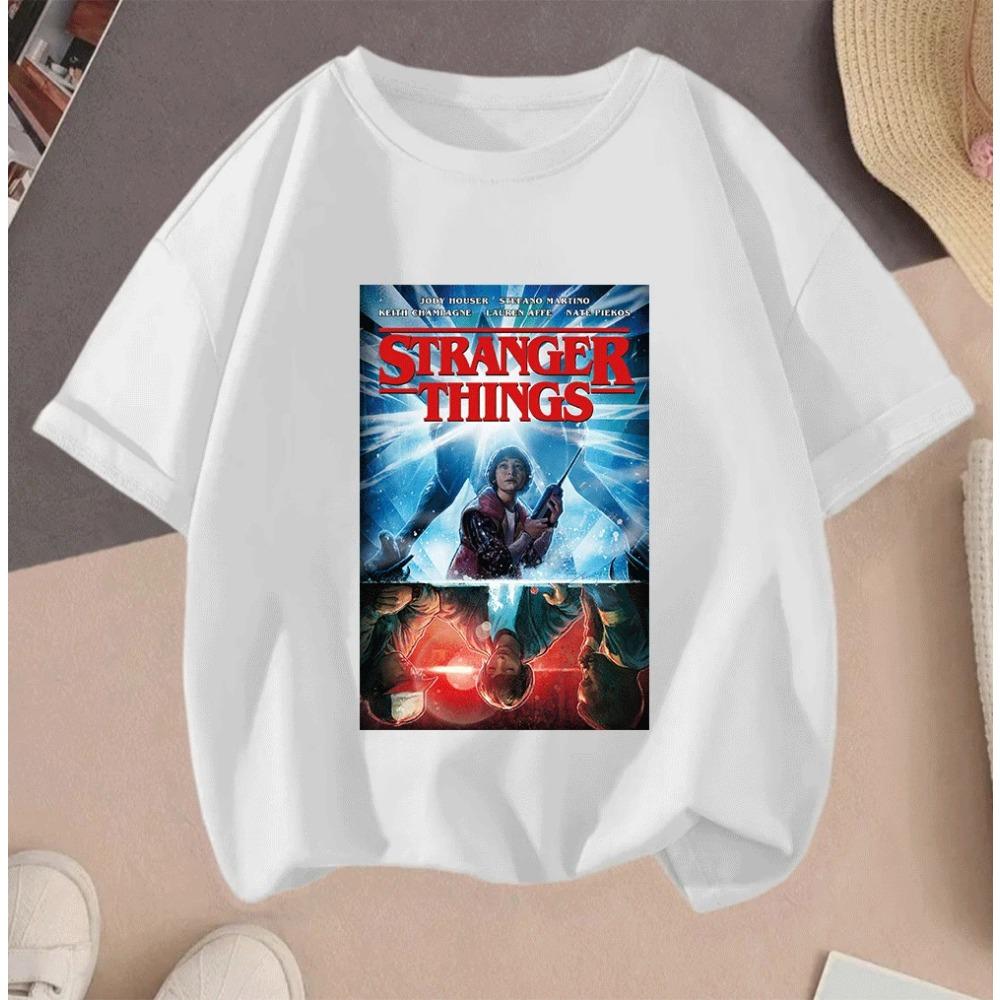 Hot Sale 2026 Stranger Things 2D Printed Casual Summer Short Sleeve T Shirt For Teenagers Kids Boys