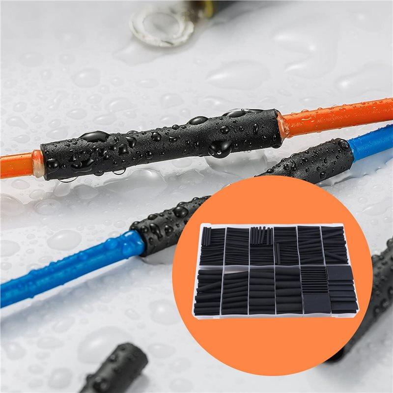 800 Pcs Heat Shrink Tubing Kit-3:1 Ratio Adhesive Lined,Marine Grade Shrink Wrap - Industrial Heat-Shrink Tubing