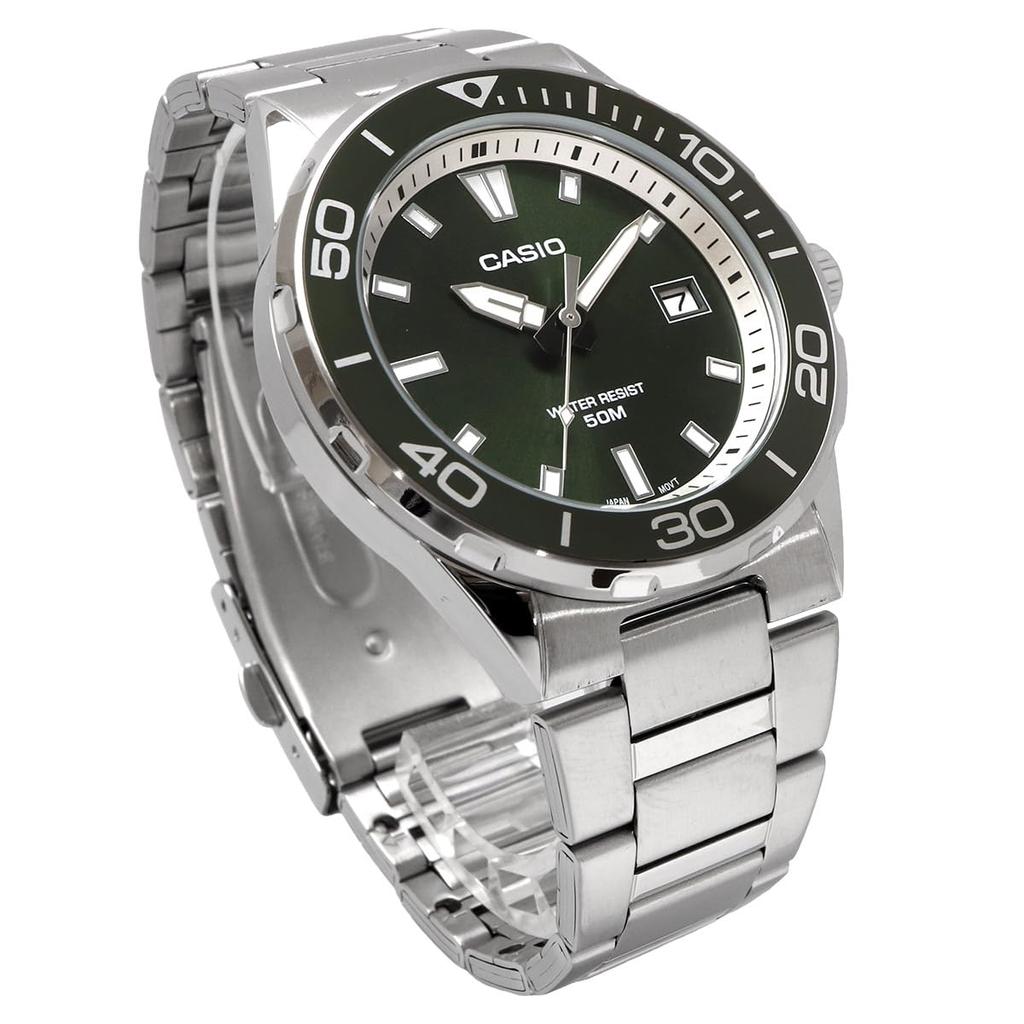 CASIO Analog Quartz Watch Metal Band Moss Green Overseas Model Men's MTD-145D-3AV
