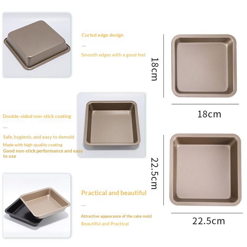1Pc Carbon Steel Square Cake Baking Tray 6/8 Inch Non-Stick Toast Plate Pizza Cake Mold Baking Pan Bread Oven Bakeware