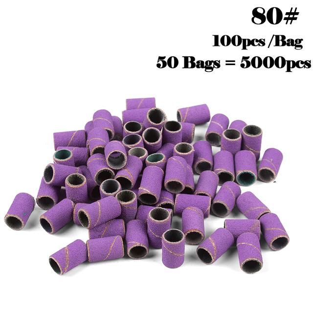 5000pcs Nail Art Sanding Bands 80# 120# 180# 240 Grinder Band for Manicure Drill Machine Removing Gel Varnish Pedicure