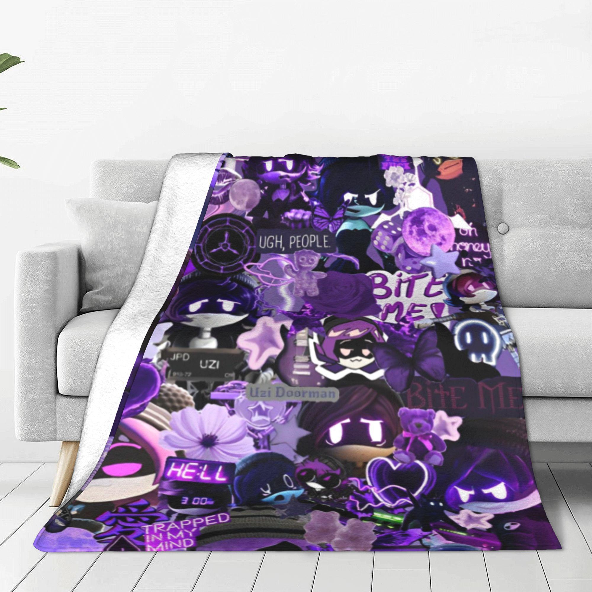 Creative Homewares Unisex Murder Drones Uzi Collage Blanket Cartoon Cute Flannel Throw Blankets Airplane Travel Portable Soft Warm Portable Plush Quilt