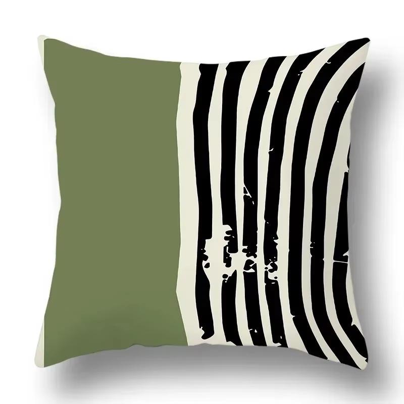 Green Plant Flower Abstract Single-Sided Print Pillowcase – Car, Sofa, Bedroom & Bedside Decorative Cushion Cover
