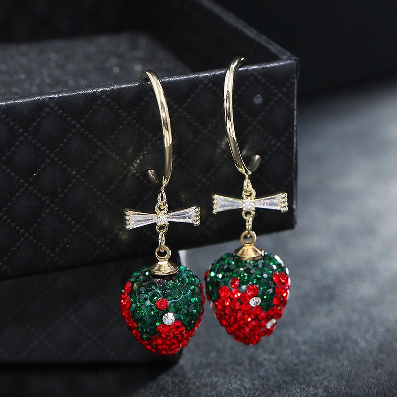 Simple and Stylish 925 Silver Needle Stud Earrings Femininity Elegant Red Crystal Earrings Earrings Long Fringed Ear Jewelry