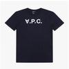 A.p.c. VelveT Logo STandard Grand T shirT M26384 Tiq Dark Navy Ecru