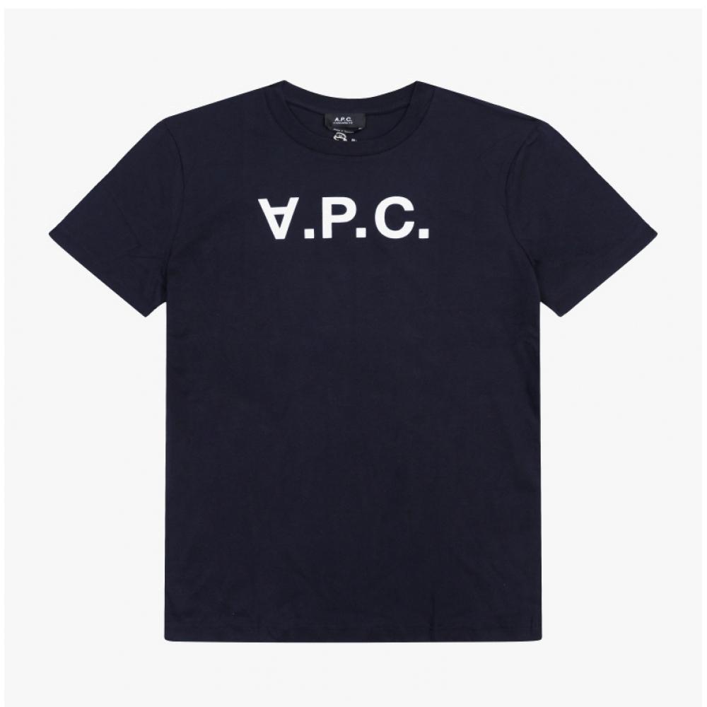 A.p.c. VelveT Logo STandard Grand T shirT M26384 Tiq Dark Navy Ecru