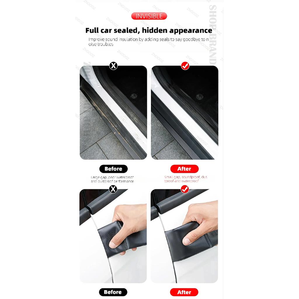 For Dodge Challenger Car Door Seal Strip Rubber Double Layer Sealing Protector Soundproof Seal Dustproof Seal Strip 12PCS