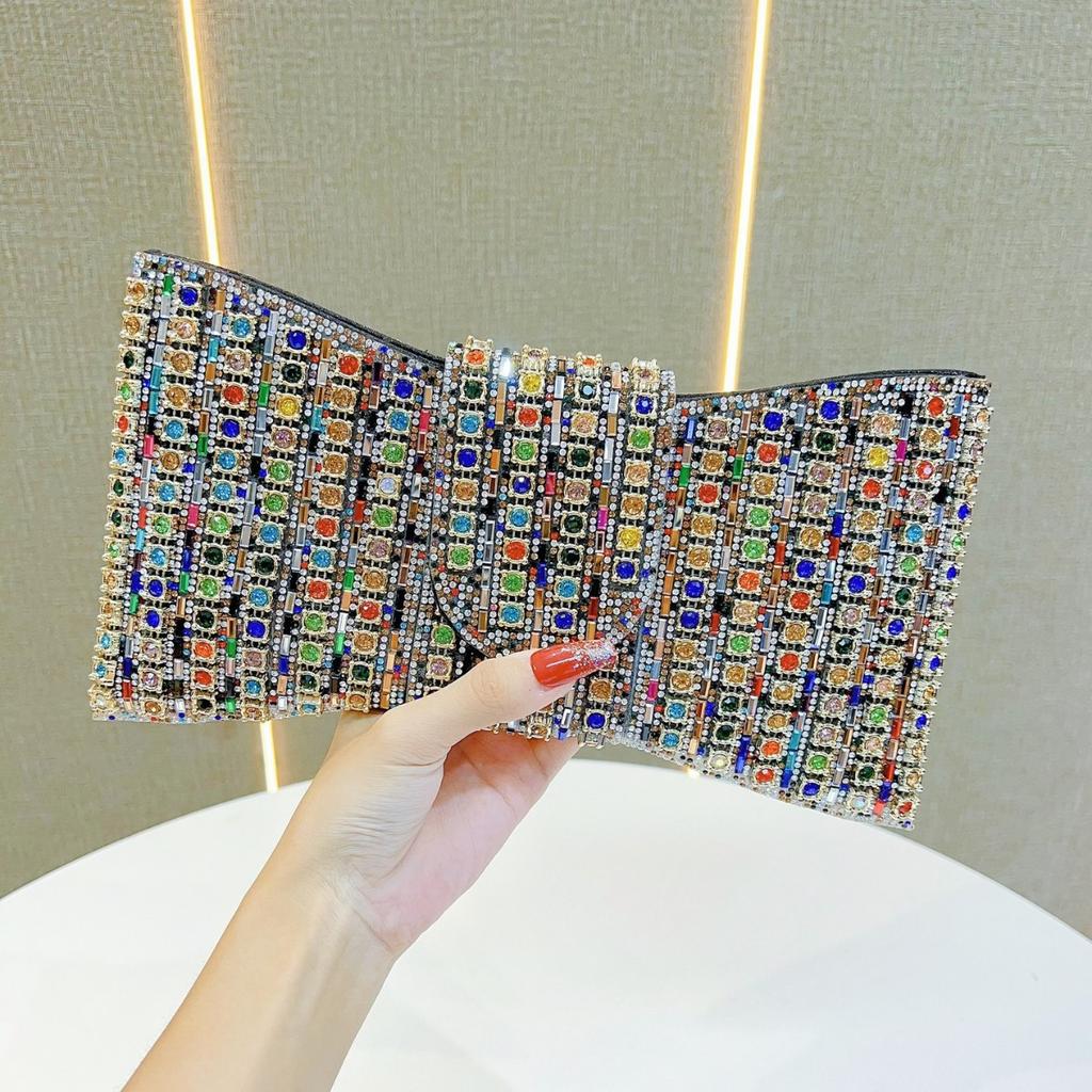 Vintage Diamond Evening Bags Luxury Chain Bow Shoulder Crossbody Bags Ladies Party Wedding Purse Handbags