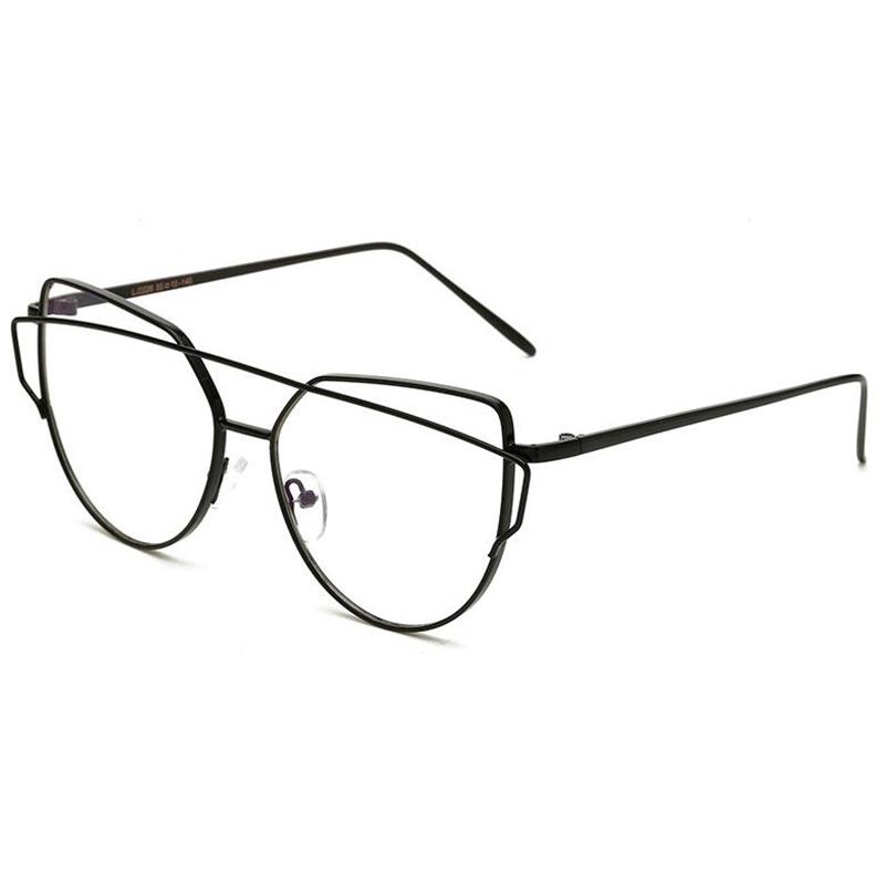 Blue Light Glasses Female Spectacle Cat's Blocking Clear Lens Nearsighted Luxury Spectacle Stylish Myopia -6.0 Feline Ladies 0 Eye Alloy Premium