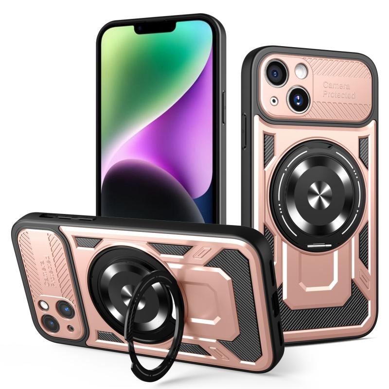 

Роскошная магнитная беспроводная зарядка Magsafe для iPhone 16 15 14 Pro Max Plus чехол с держателем-кольцом для пальца For iPhone14Pro Max розового золота