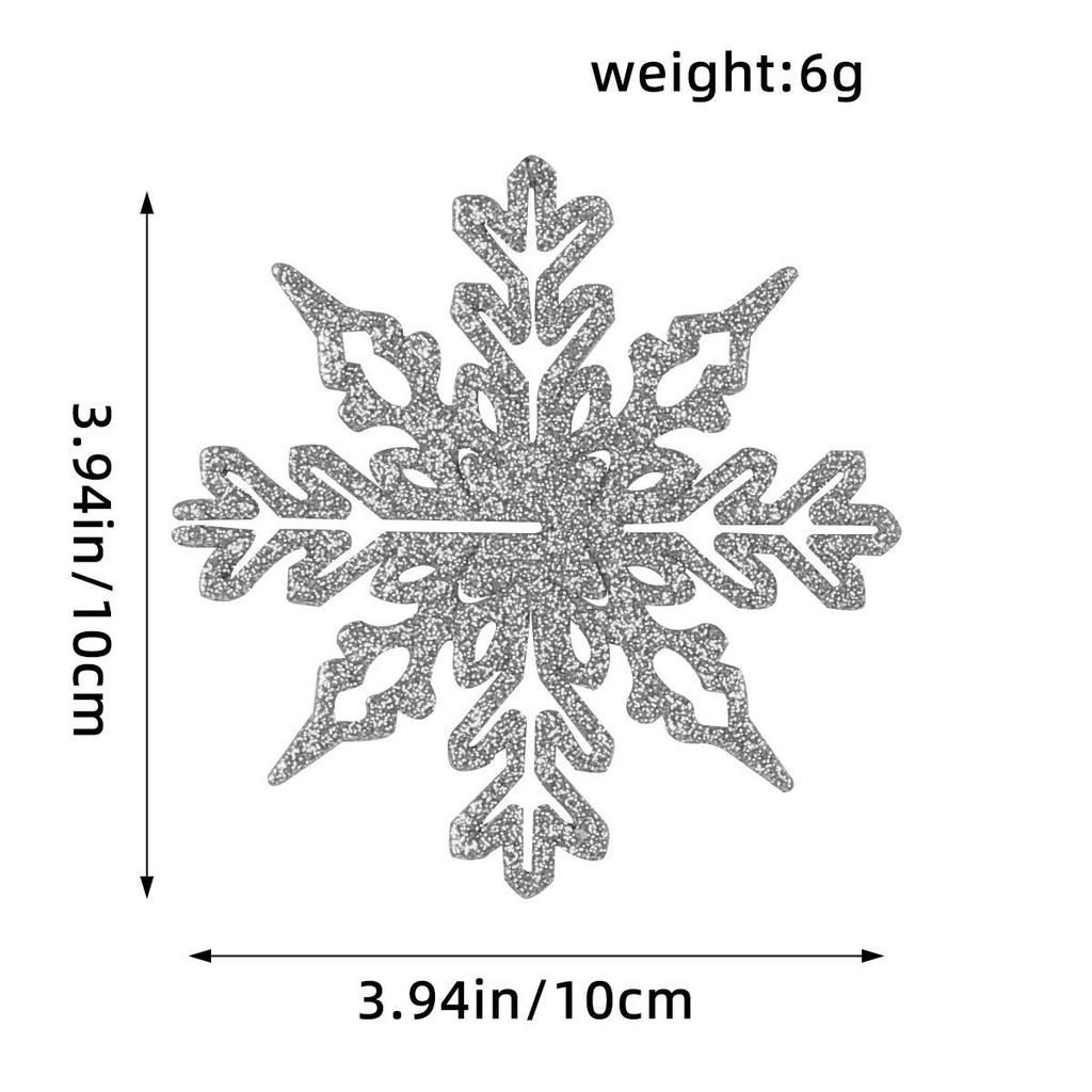 10CM Plastic Snowflake Christmas Tree Decorations - Hollow Powdered Snowflake Pendants