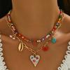 Bohemian Multilayer Handmade Beads Chain Fashion Necklaces Tassels Colorful Love Oil Drop Pendant Jewelry for Women Girl 2026