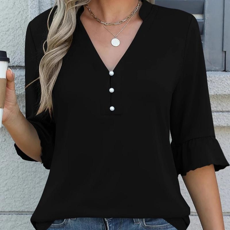 2026 Neues Sommer Damen Einfarbig Modisches Lässiges T-Shirt Oberteile Hemd
