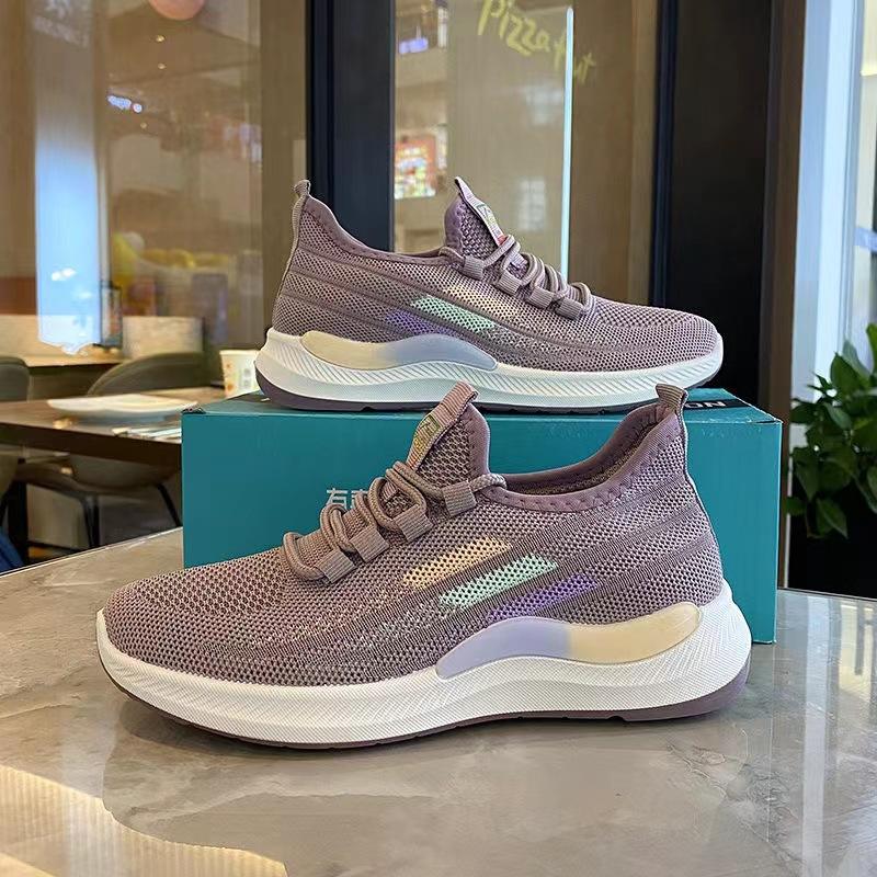 Atmungsaktive Mesh-Laufschuhe für Damen, leichte Slip-on-Freizeitschuhe mit farbigem Farbverlauf für den täglichen Gebrauch