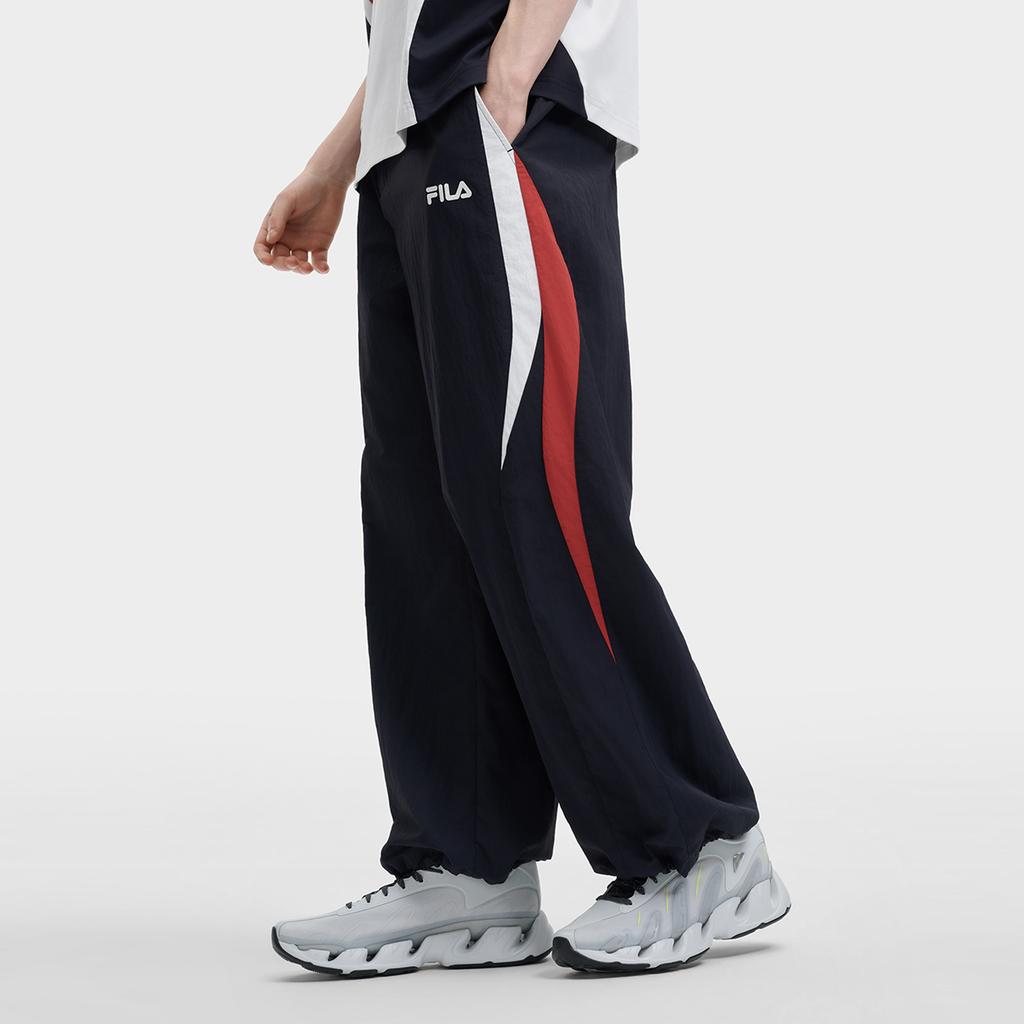 FILA Original Fashion Trend Classic Retro Sports Comfortable Versatile Loose Woven Casual Pants Men bottoms Legendary-Blue F11M629804FNV