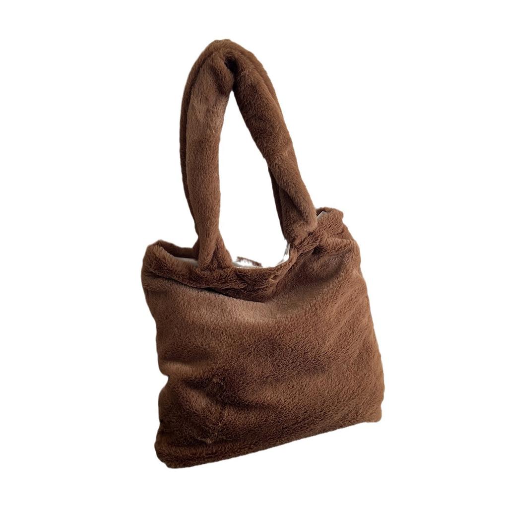 Winter new hair bag women's bag 2025 fashion large capacity women's shoulder bag soft plush handbag women