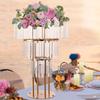 3 Tiers Crystal Wedding Flower Stand, Centerpieces Vases with Clear Crystal Pendants, for Wedding Events Birthday Party Home