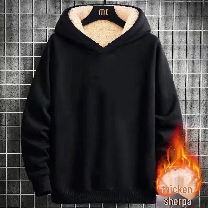 

Мужской спортивный костюм из овчины большого размера - Теплый худи с бархатной подкладкой и повседневные брюки. L