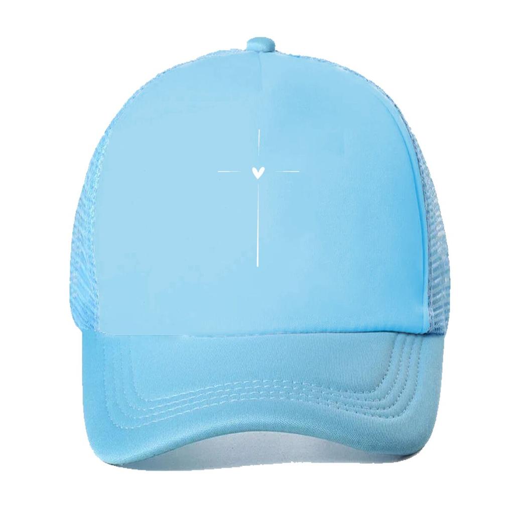 Cross With Heart Design Jewelry Gift  Mesh Baseball Cap Hip Hop