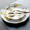 Irregular Shape Salad Platter Lemon Pattern Steak Food Plate Ceramic Dinner Plate  Western Food